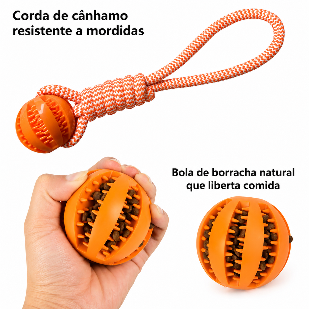 Bola de Corda para Cães Resistente para Mordidas e Limpeza Dental - MimoCao