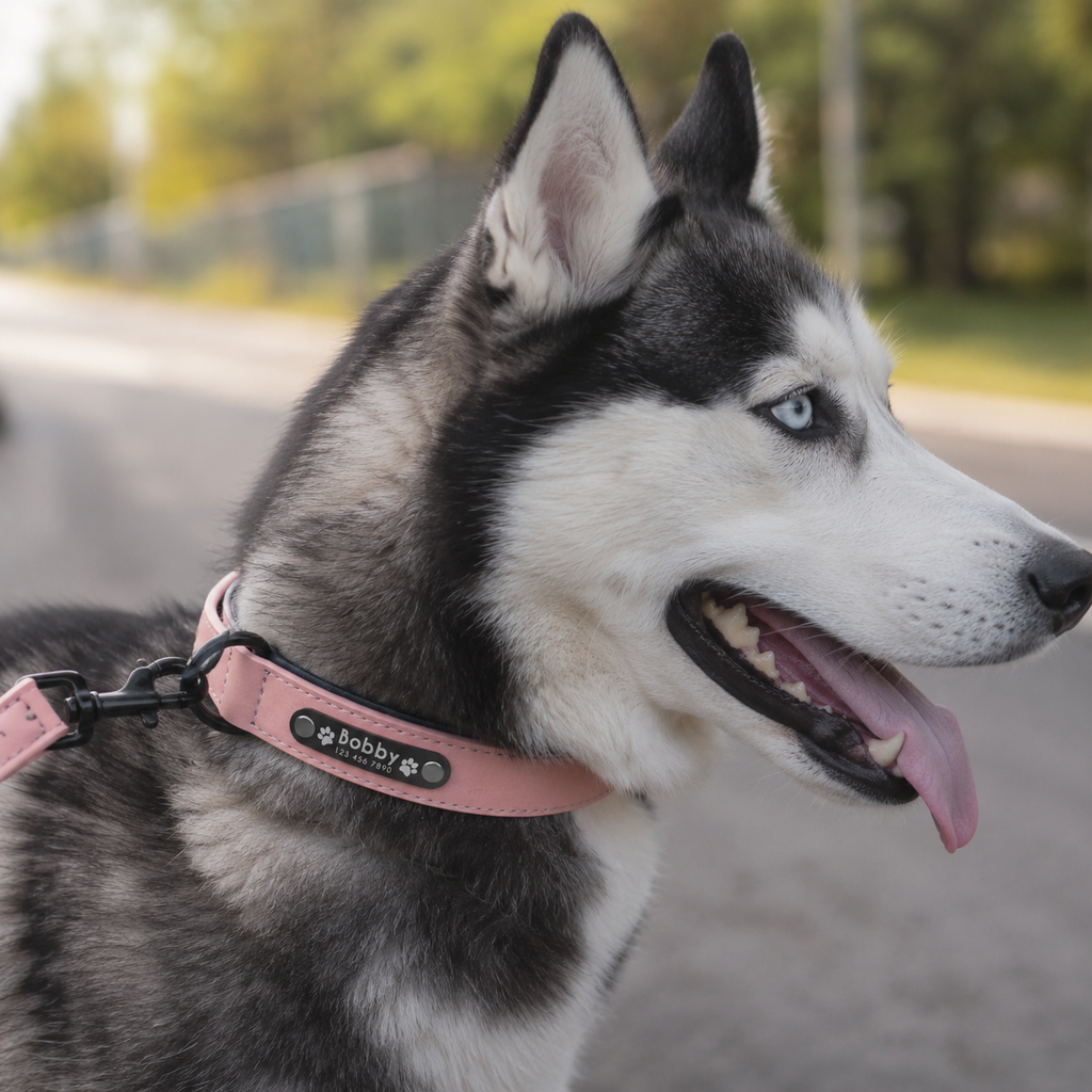 Coleira de Couro Personalizadas para Cães - MimoCao