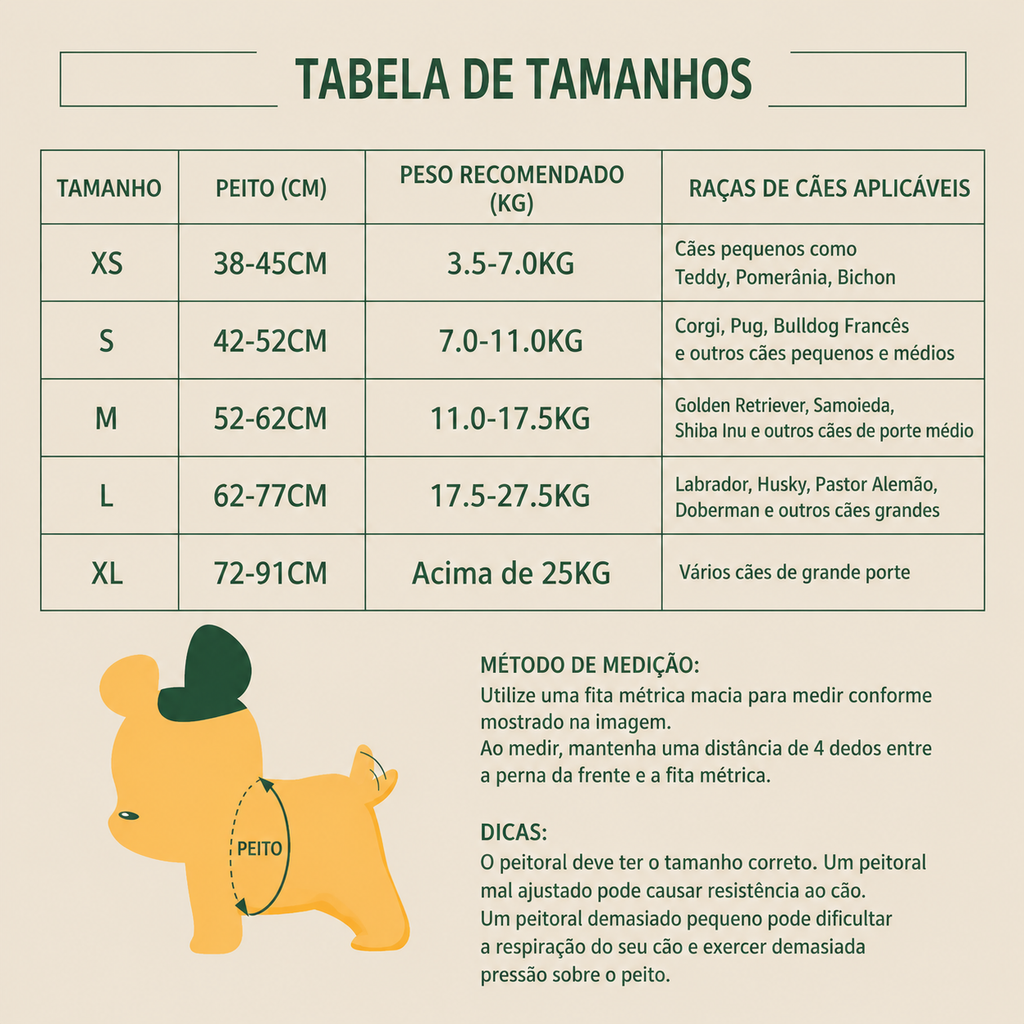 Peitoral para Cães pequenos, médios e grandes - MimoCao