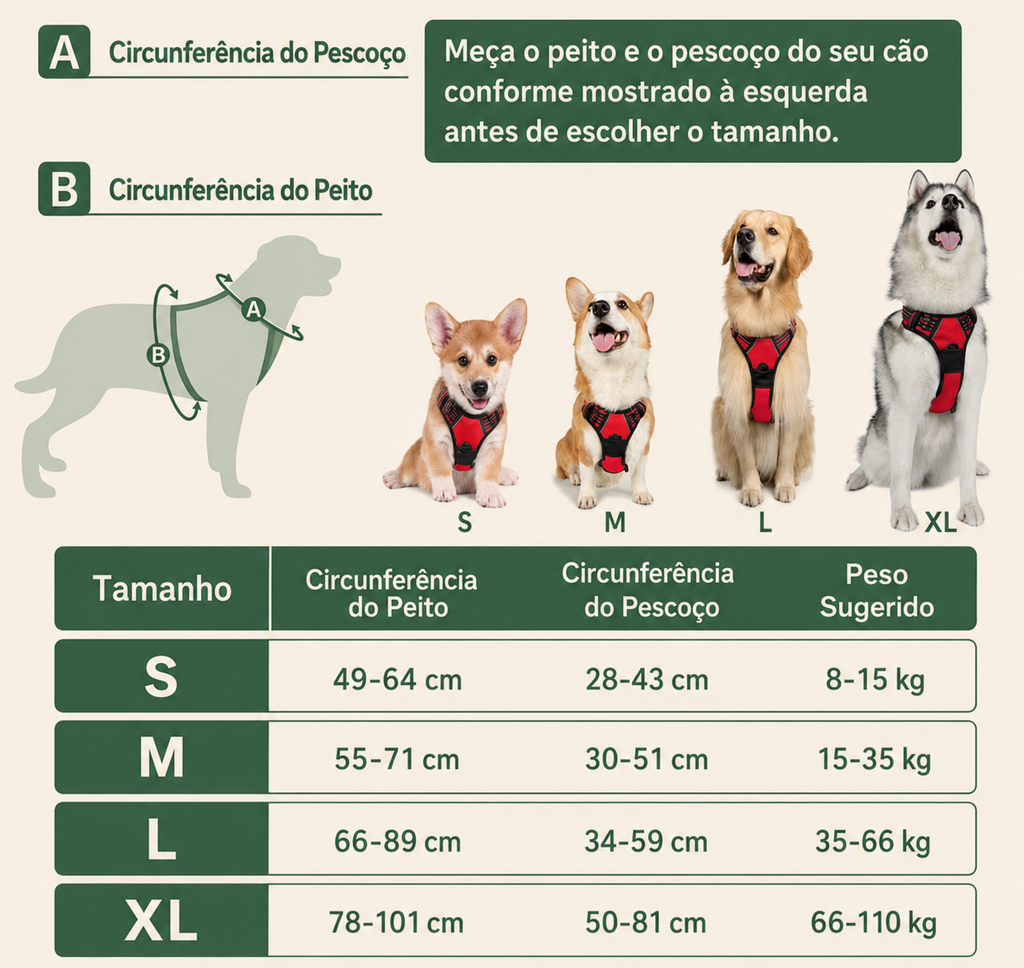 Peitoral para Cães Anti-Puxão Refletivo K9 -  MimoCao