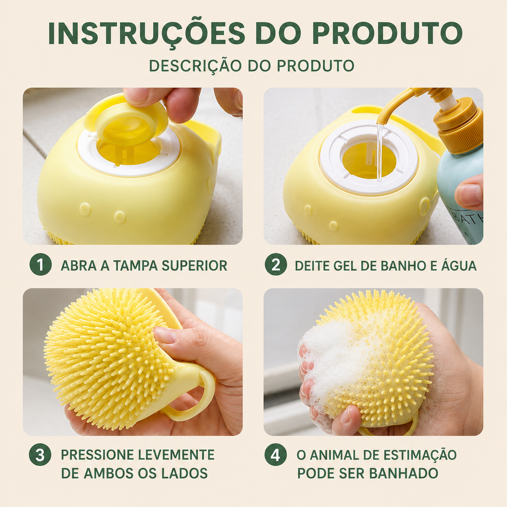 Escova de Banho com Champô Pet - MImoCao
