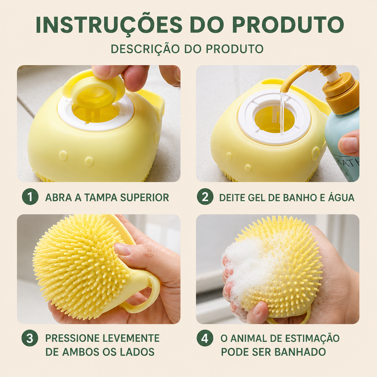 Escova de Banho com Champô Pet - MImoCao