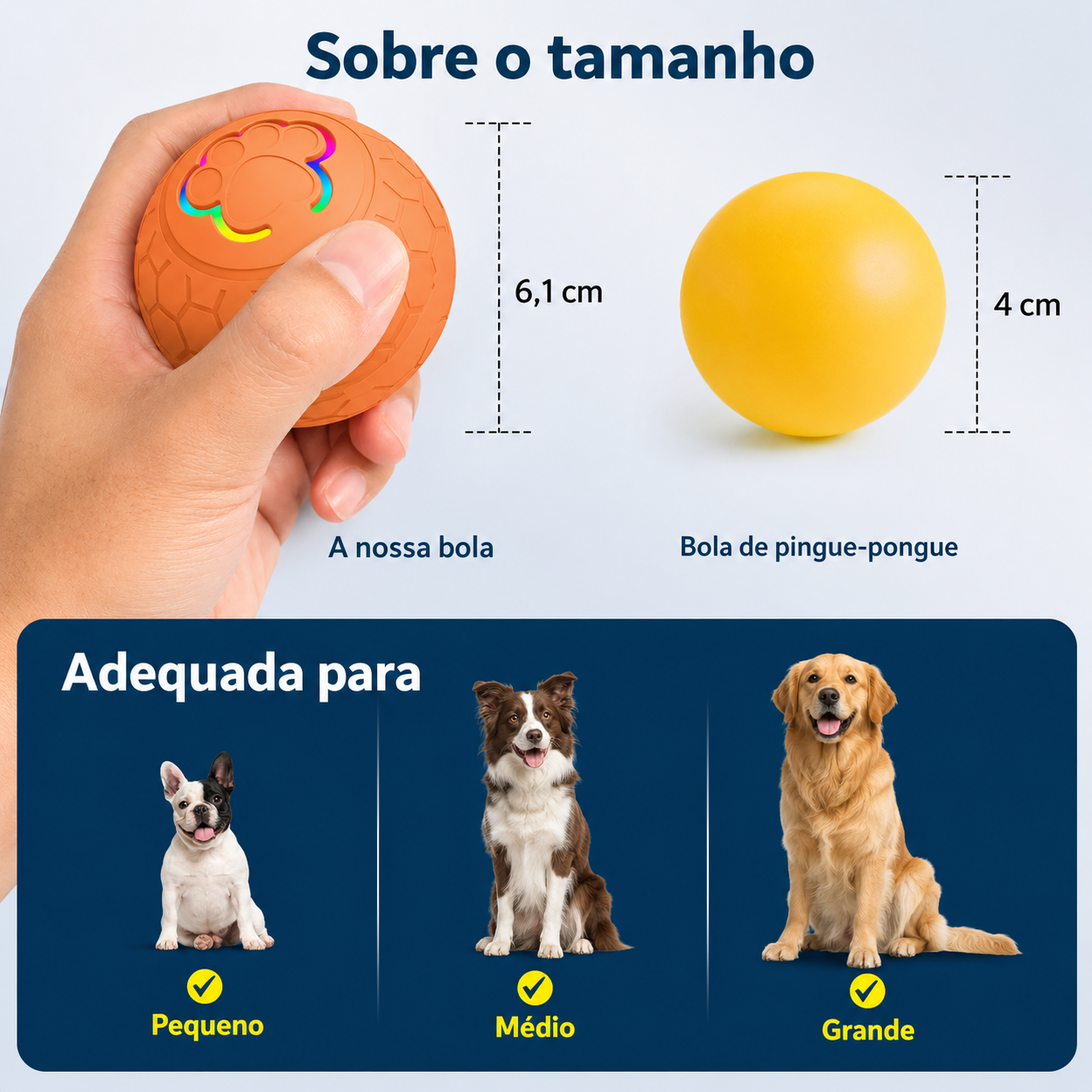 Bola Inteligente com Luzes RGB para Cães - MimoCão