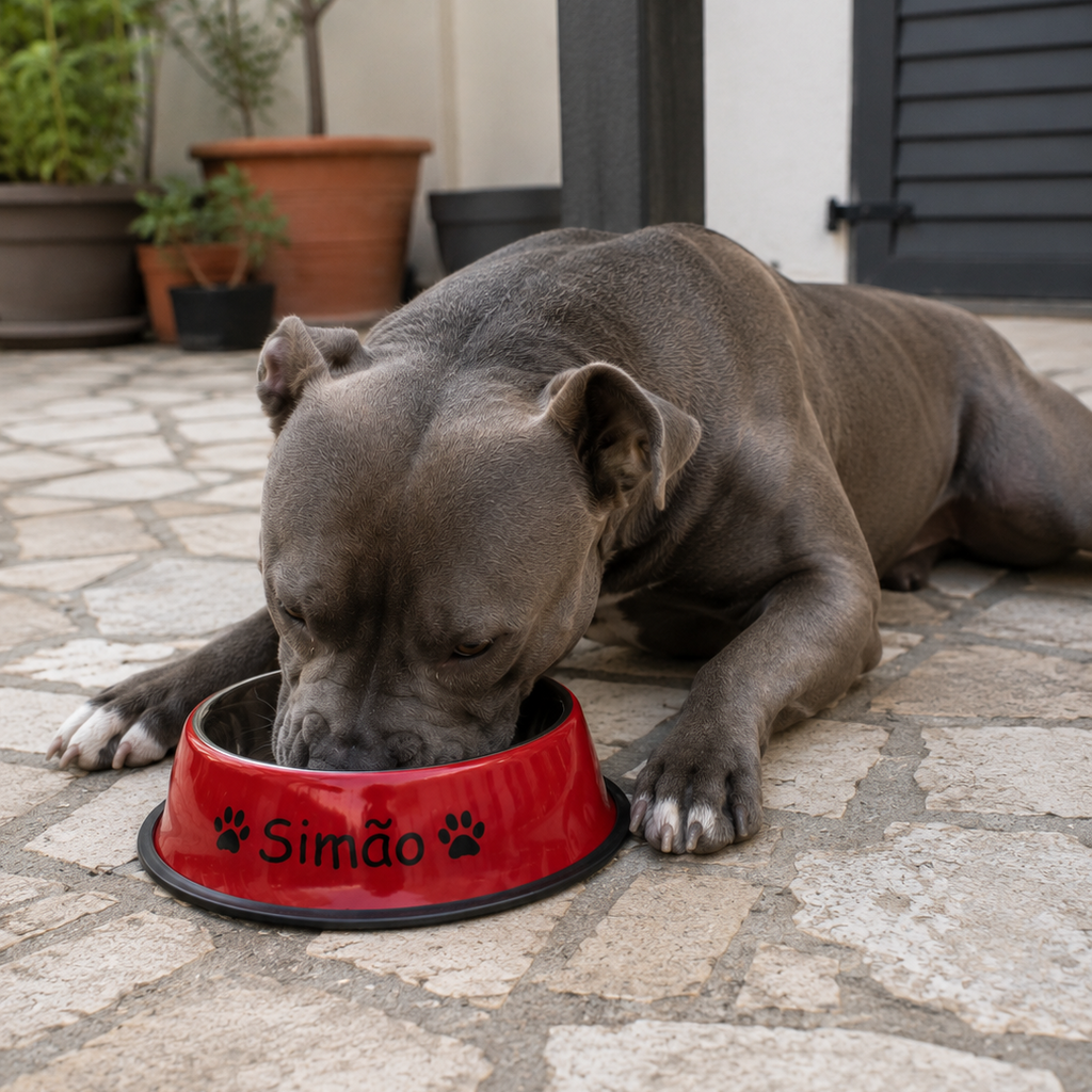 Tigela Personalizada em Aço Inoxidável para Cães - MimoCao