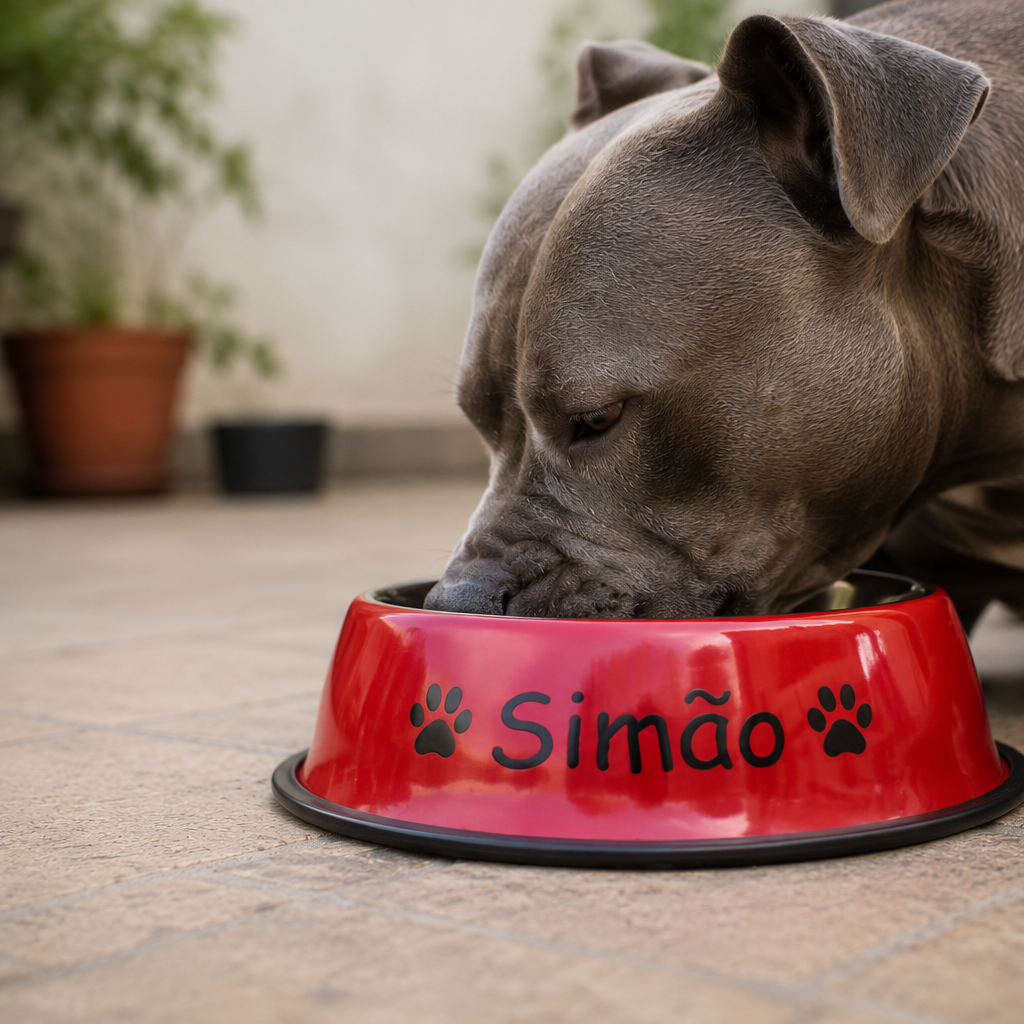 Tigela Personalizada em Aço Inoxidável para Cães - MimoCao