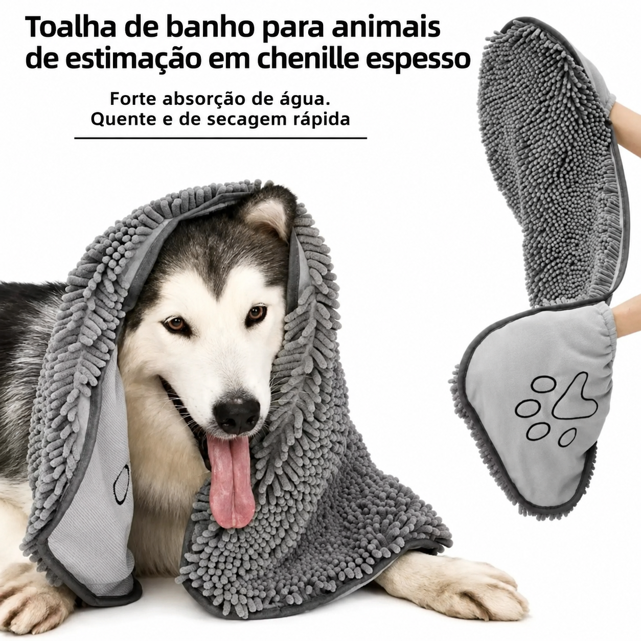 Toalha de Banho Super Absorvente Para Cães de Pequeno e Médio Porte  - MimoCao