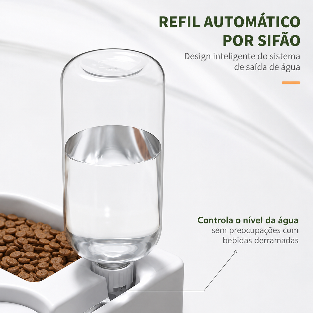 Alimentador Branco Automático para Cães com Bebedouro - MimoCao