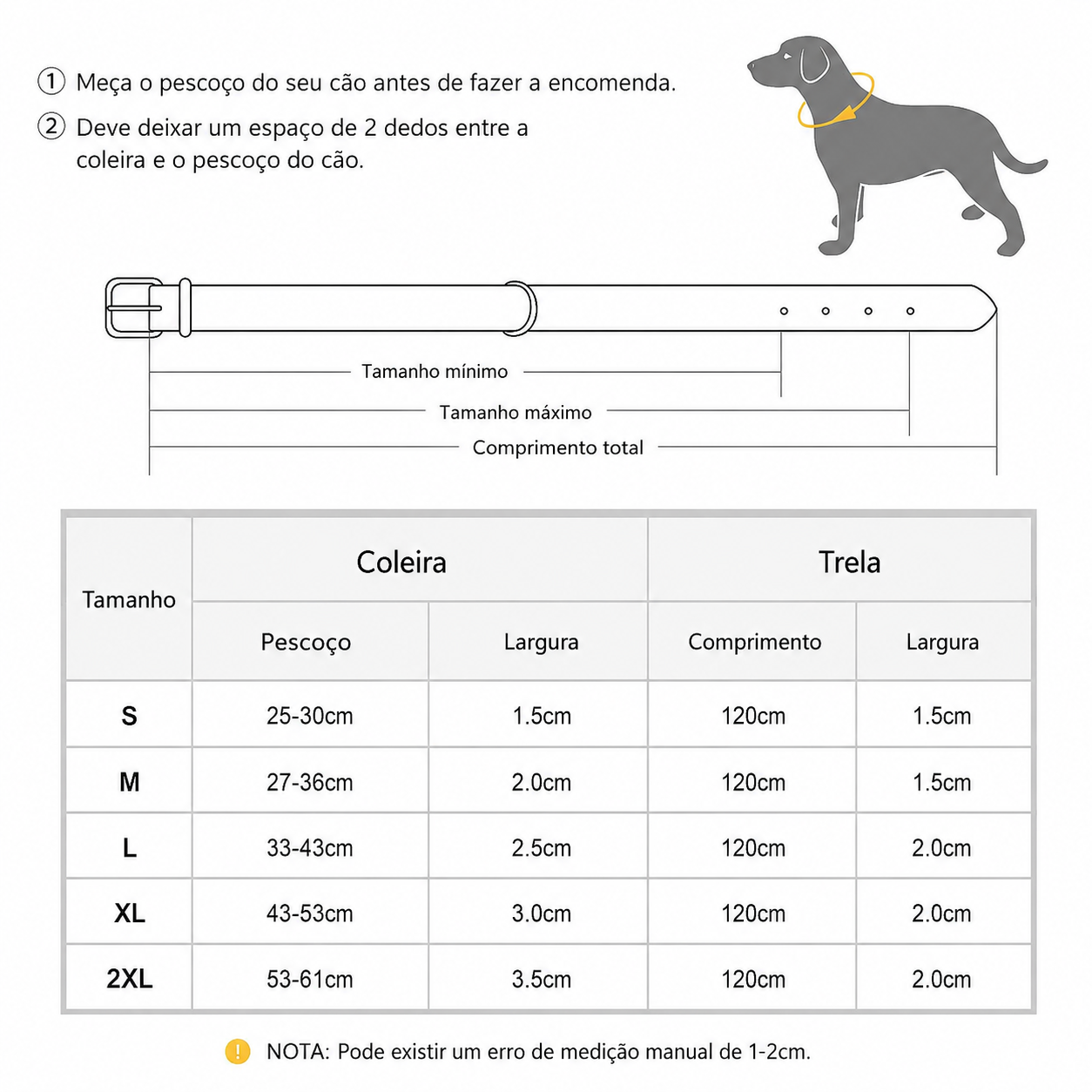 Coleira e Guia de Couro Personalizadas para Cães - MimoCao