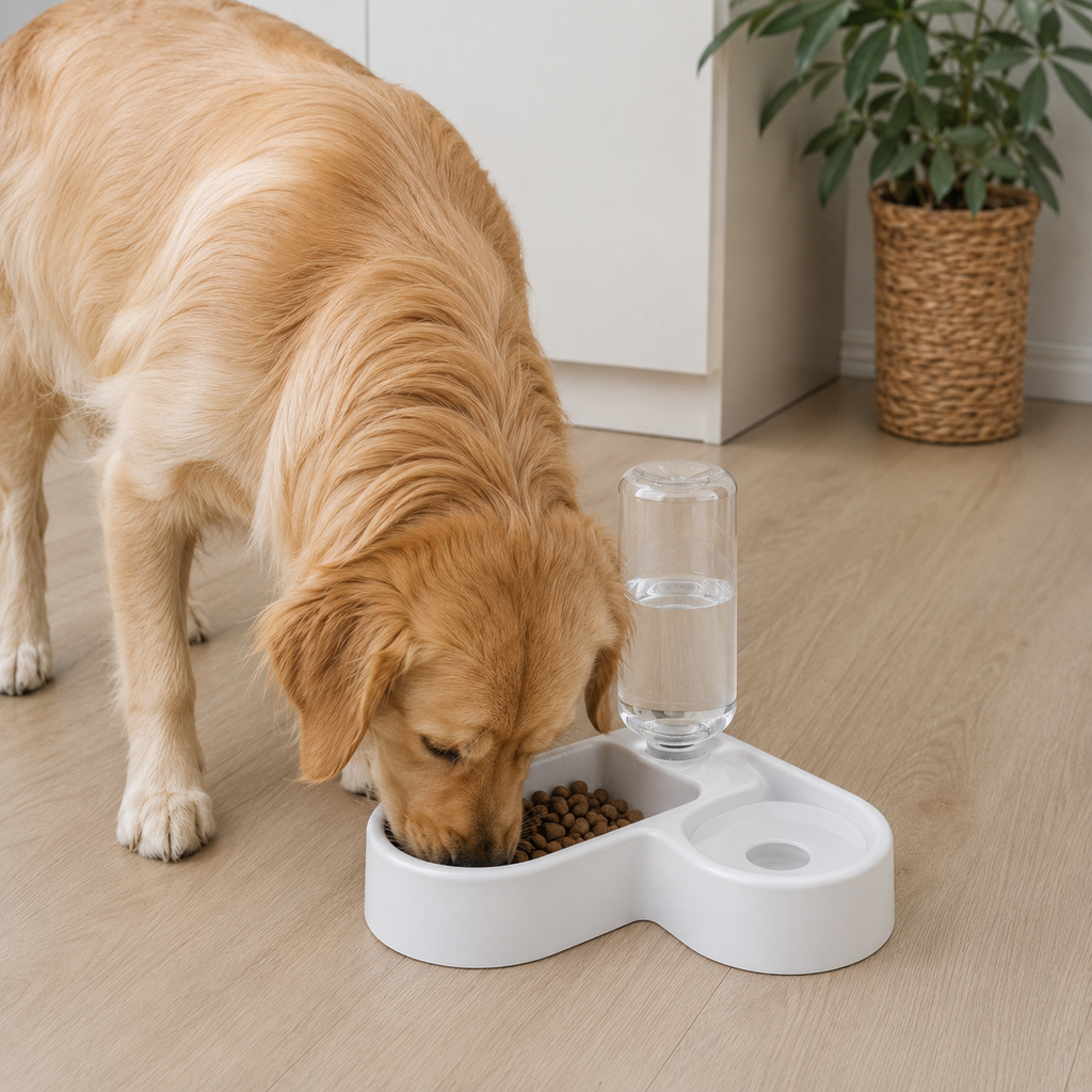 Alimentador Branco Automático para Cães com Bebedouro - MimoCao