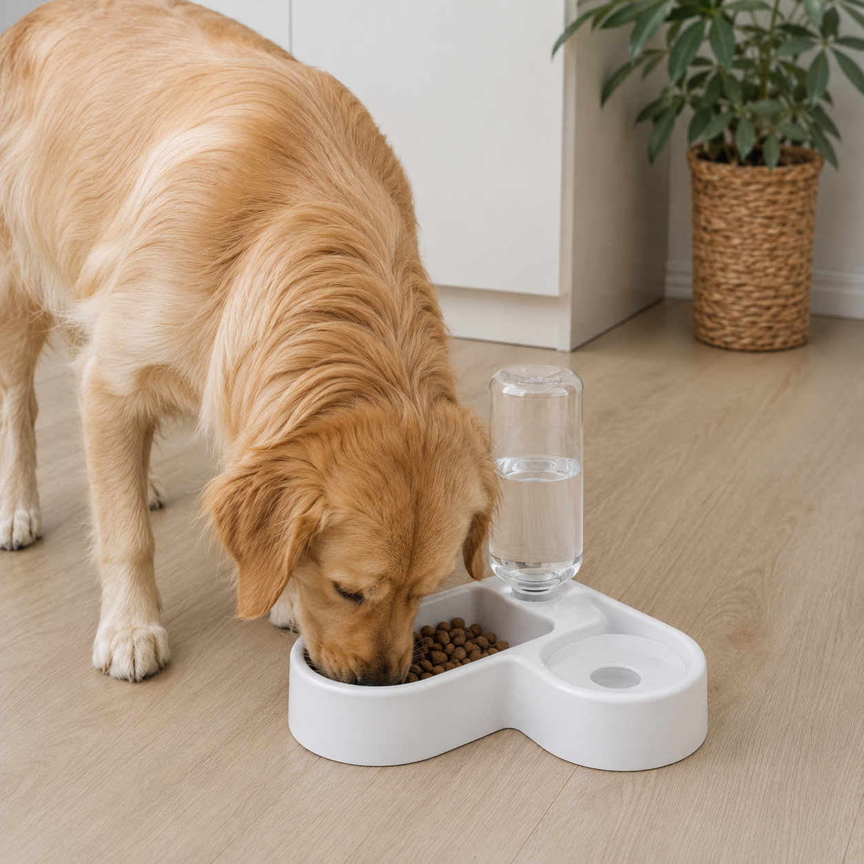 Alimentador Branco Automático para Cães com Bebedouro - MimoCao