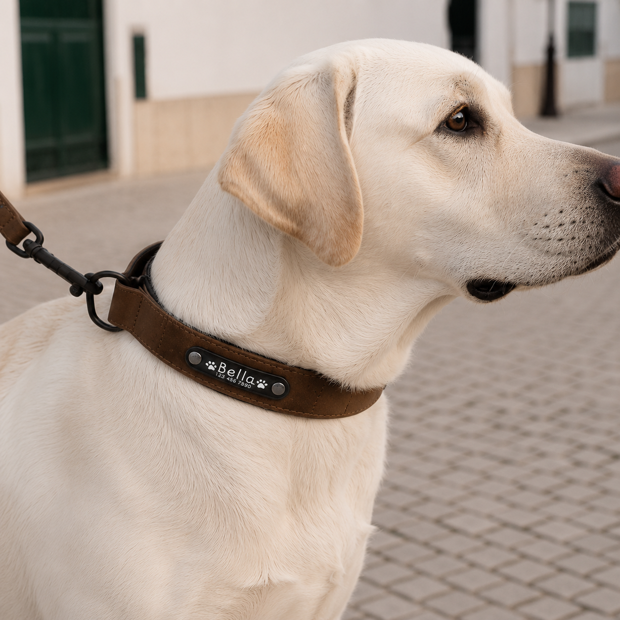 Coleira e Guia de Couro Personalizadas para Cães - MimoCao