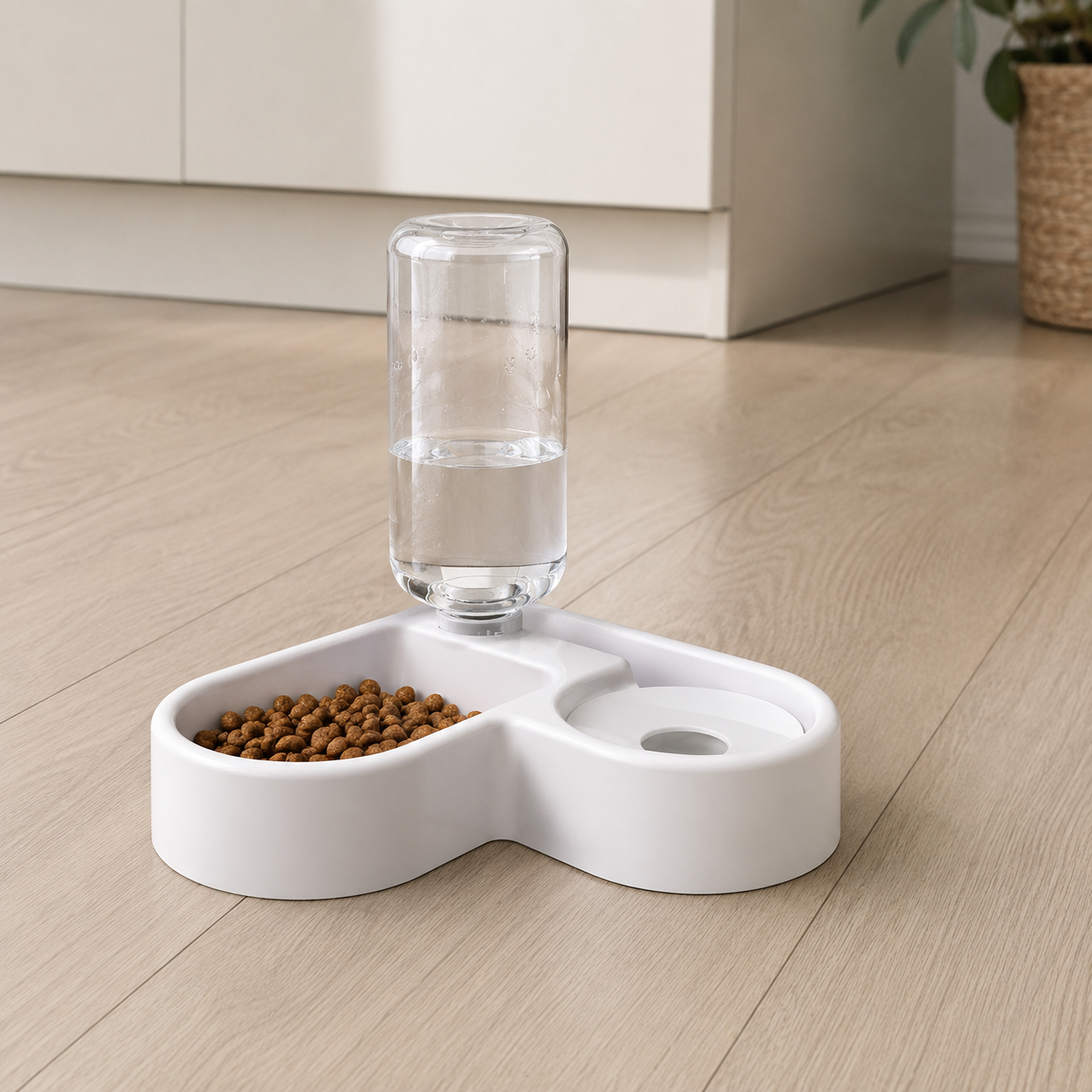 Alimentador Branco Automático para Cães com Bebedouro - MimoCao