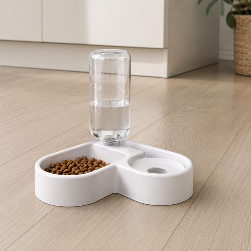 Alimentador Branco Automático para Cães com Bebedouro - MimoCao